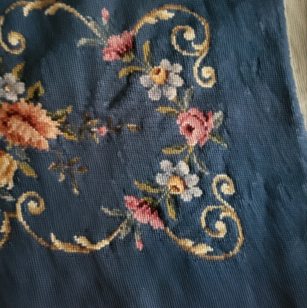Antique 1921 French Needlepoint Tapestry - Louis XV Floral Design.